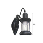 Lampada da parete in vetro trasparente stile lanterna vintage – 1 luce per interni ed esterni