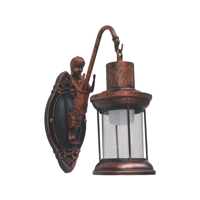 Lampada da parete in vetro trasparente stile lanterna vintage – 1 luce per interni ed esterni