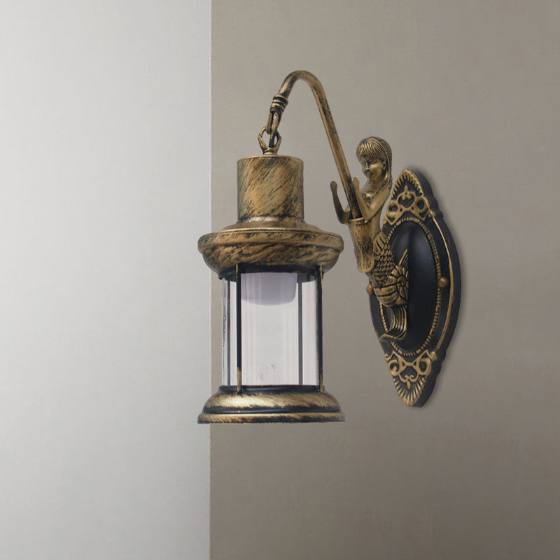 Lampada da parete in vetro trasparente stile lanterna vintage – 1 luce per interni ed esterni