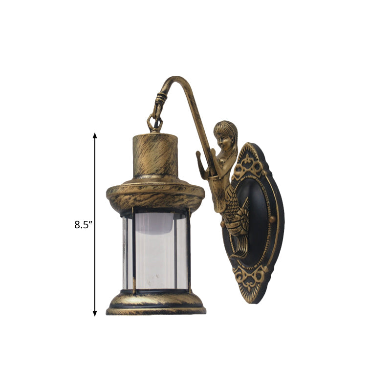 Lampada da parete in vetro trasparente stile lanterna vintage – 1 luce per interni ed esterni