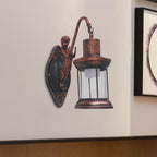 Lampada da parete in vetro trasparente stile lanterna vintage – 1 luce per interni ed esterni