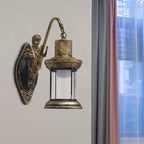 Lampada da parete in vetro trasparente stile lanterna vintage – 1 luce per interni ed esterni