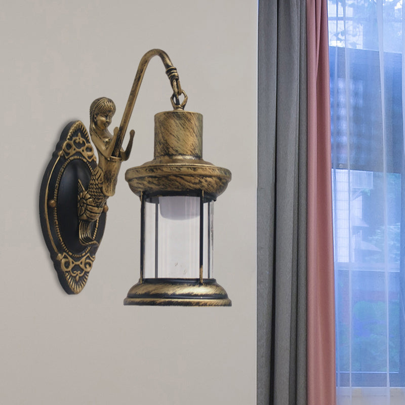 Lampada da parete in vetro trasparente stile lanterna vintage – 1 luce per interni ed esterni