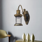 Lampada da parete in vetro trasparente stile lanterna vintage – 1 luce per interni ed esterni