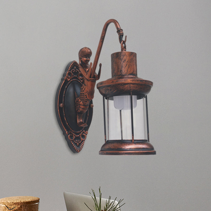 Lampada da parete in vetro trasparente stile lanterna vintage – 1 luce per interni ed esterni