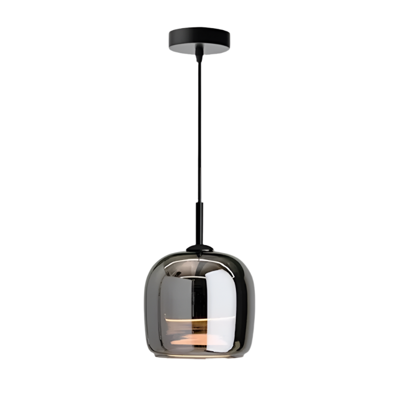Lampada a sospensione in vetro nero nordico – Luce moderna per isola cucina e sala da pranzo