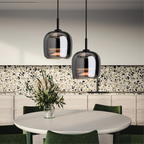 Lampada a sospensione in vetro nero nordico – Luce moderna per isola cucina e sala da pranzo