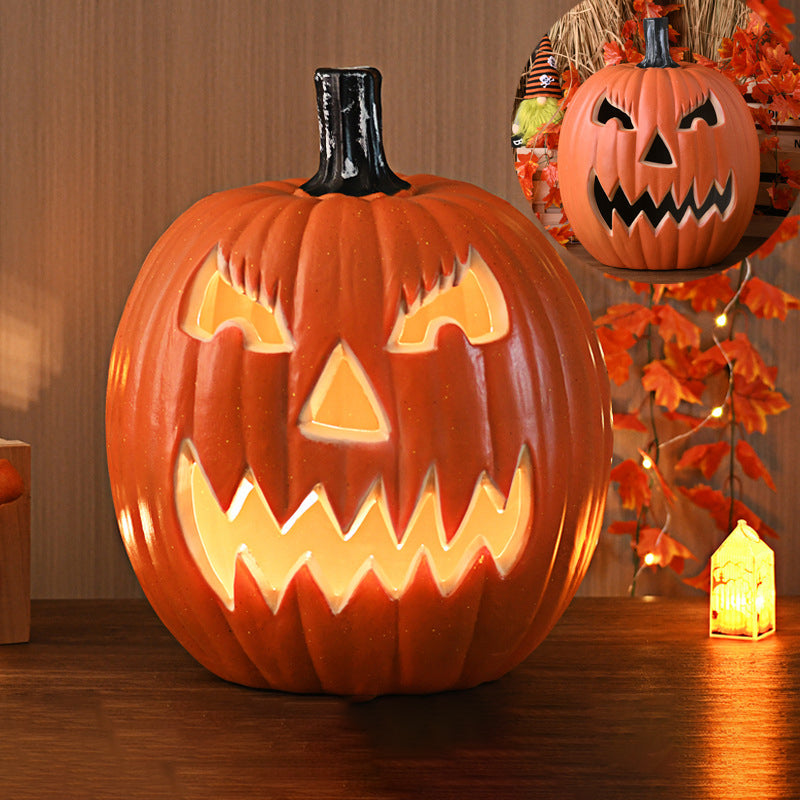 Lampada zucca Jack-O-Lantern a LED a batteria, lampada da pavimento decorativa per Halloween per soggiorno, portico e fe
