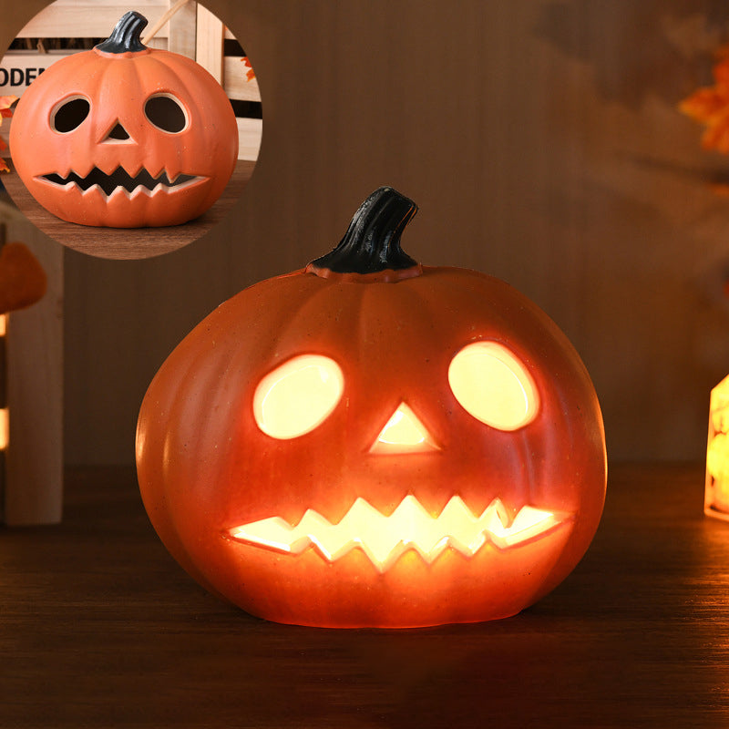 Lampada zucca Jack-O-Lantern a LED a batteria, lampada da pavimento decorativa per Halloween per soggiorno, portico e fe