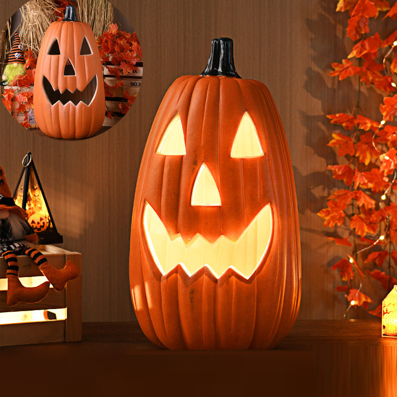 Lampada zucca Jack-O-Lantern a LED a batteria, lampada da pavimento decorativa per Halloween per soggiorno, portico e fe