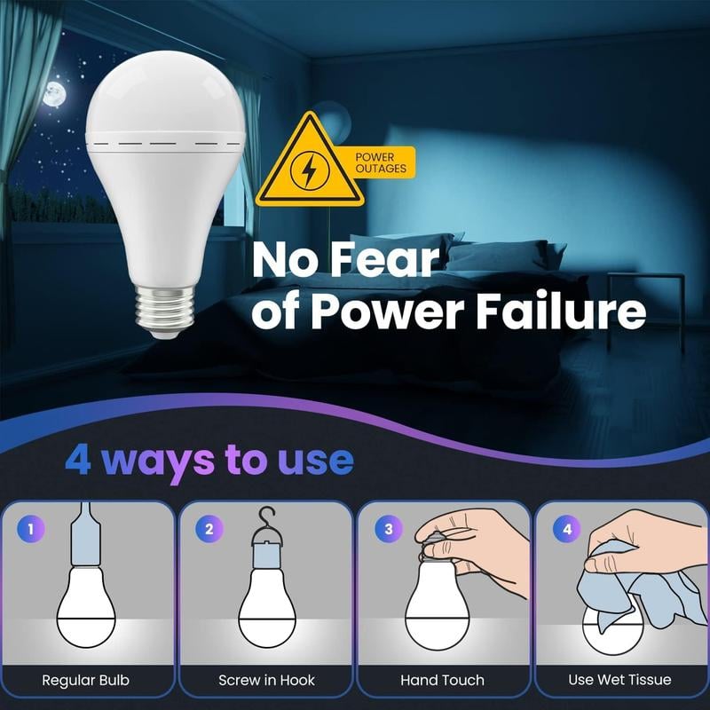 Lampadina ricaricabile d'emergenza con batteria integrata