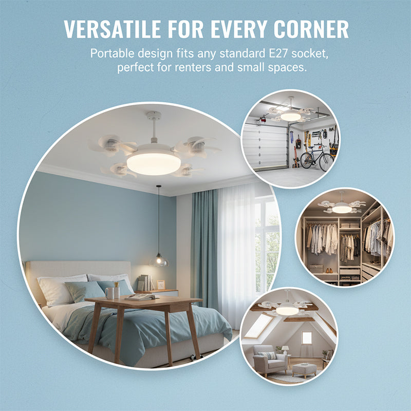 Lampadina ventilatore da soffitto con telecomando