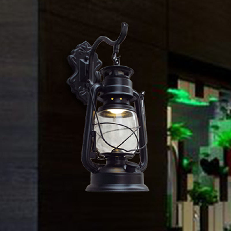 Lanterna da parete in vetro trasparente e metallo 1 luce per veranda