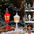 Lanterna natalizia con neve e luci decorative