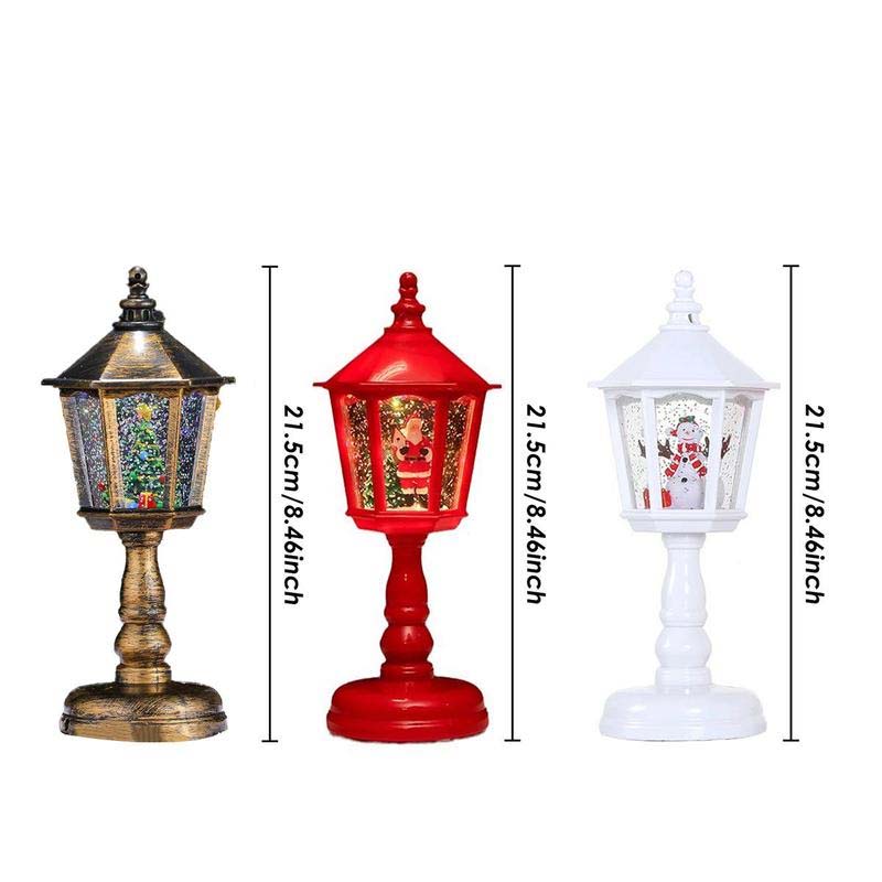 Lanterna natalizia con neve e luci decorative