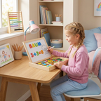 Lavagna da disegno Montessori 2 in 1 in legno | Lato magnetico e lato scrivibile | Impara forme, colori e animali giocan