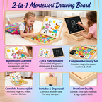 Lavagna da disegno Montessori 2 in 1 in legno | Lato magnetico e lato scrivibile | Impara forme, colori e animali giocan