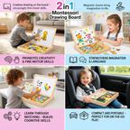 Lavagna da disegno Montessori 2 in 1 in legno | Lato magnetico e lato scrivibile | Impara forme, colori e animali giocan