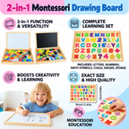 Lavagna da disegno Montessori 2 in 1 in legno | Lato magnetico e lato scrivibile | Impara forme, colori e animali giocan