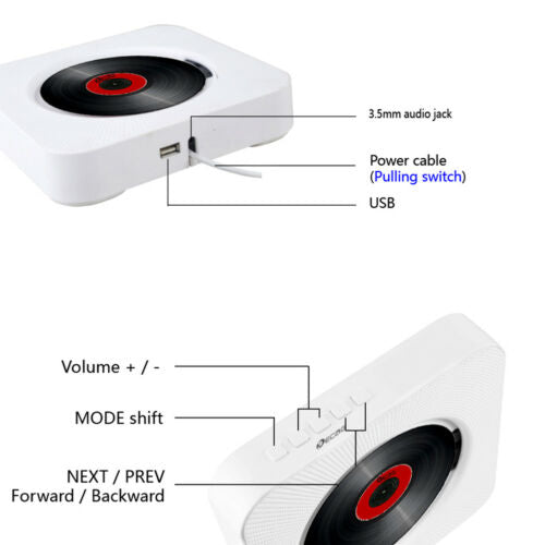 Lettore CD da parete con Bluetooth e altoparlante integrato