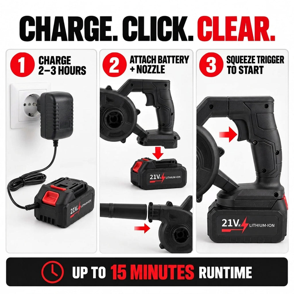 Livmore Turbo Blower soffiatore portatile cordless potenziato con doppie batterie ricaricabili