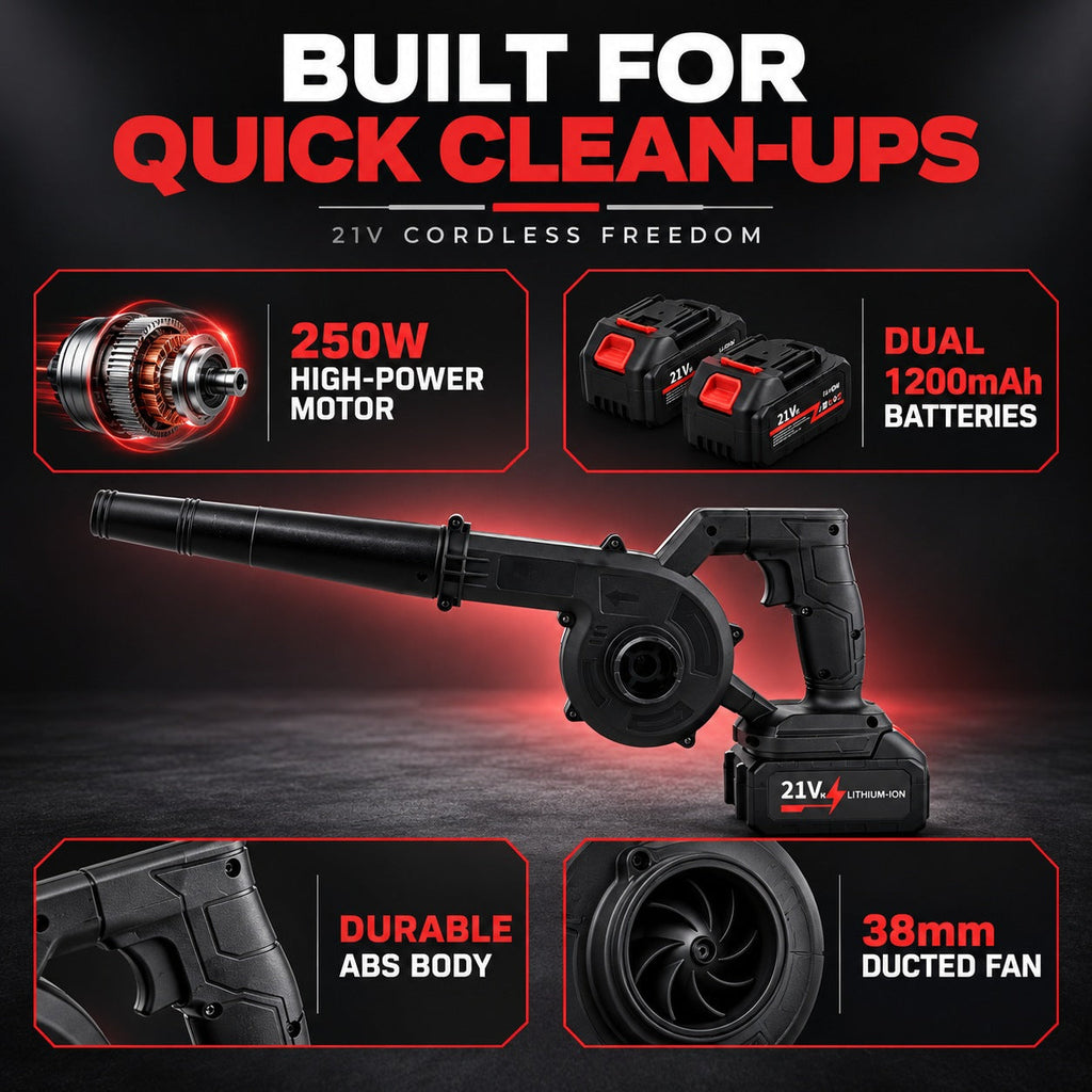 Livmore Turbo Blower soffiatore portatile cordless potenziato con doppie batterie ricaricabili