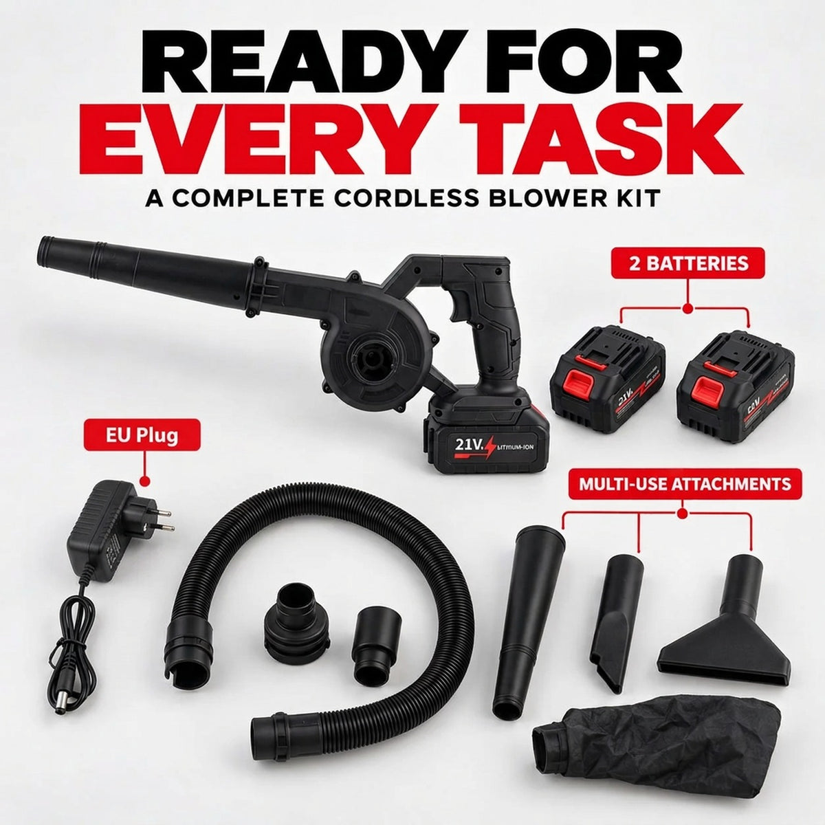 Livmore Turbo Blower soffiatore portatile cordless potenziato con doppie batterie ricaricabili