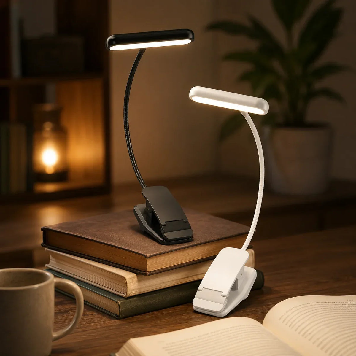 Luce da lettura con clip | Ricaricabile USB e collo flessibile