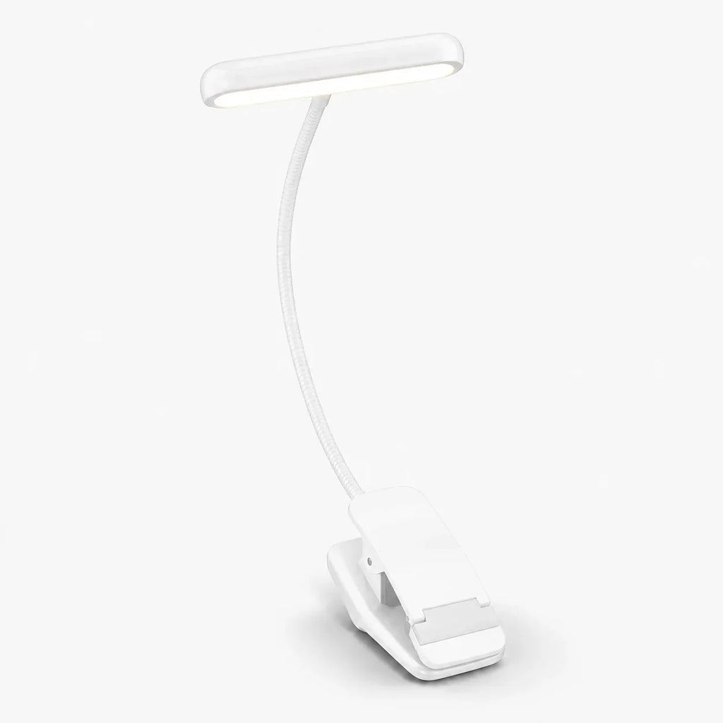 Luce da lettura con clip | Ricaricabile USB e collo flessibile