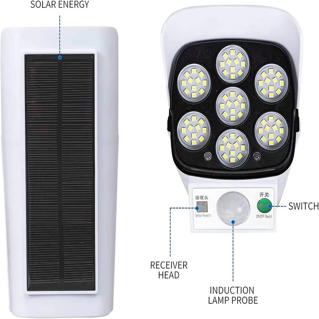 Luce solare con sensore di movimento 77 LED | 2000 lumen, rotazione 360 gradi, 3 modalità | impermeabile IP65 per estern