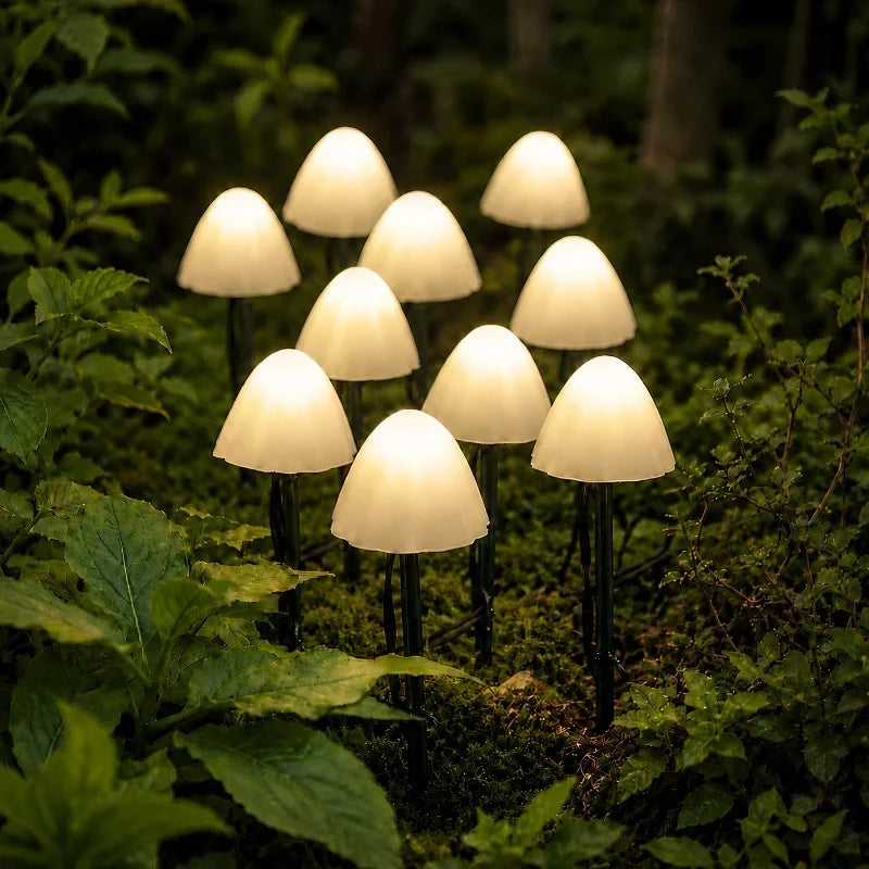 Luci da giardino solari a fungo | Fino a 20 LED, cavo da 12,5 m | Impermeabili IP65, sensore crepuscolare, 8 modalità lu