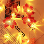 Luci LED a filo con foglie d'acero autunnali a batteria, ghirlanda decorativa per Halloween, Ringraziamento e camera da 