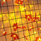 Luci LED a filo con foglie d'acero autunnali a batteria, ghirlanda decorativa per Halloween, Ringraziamento e camera da 