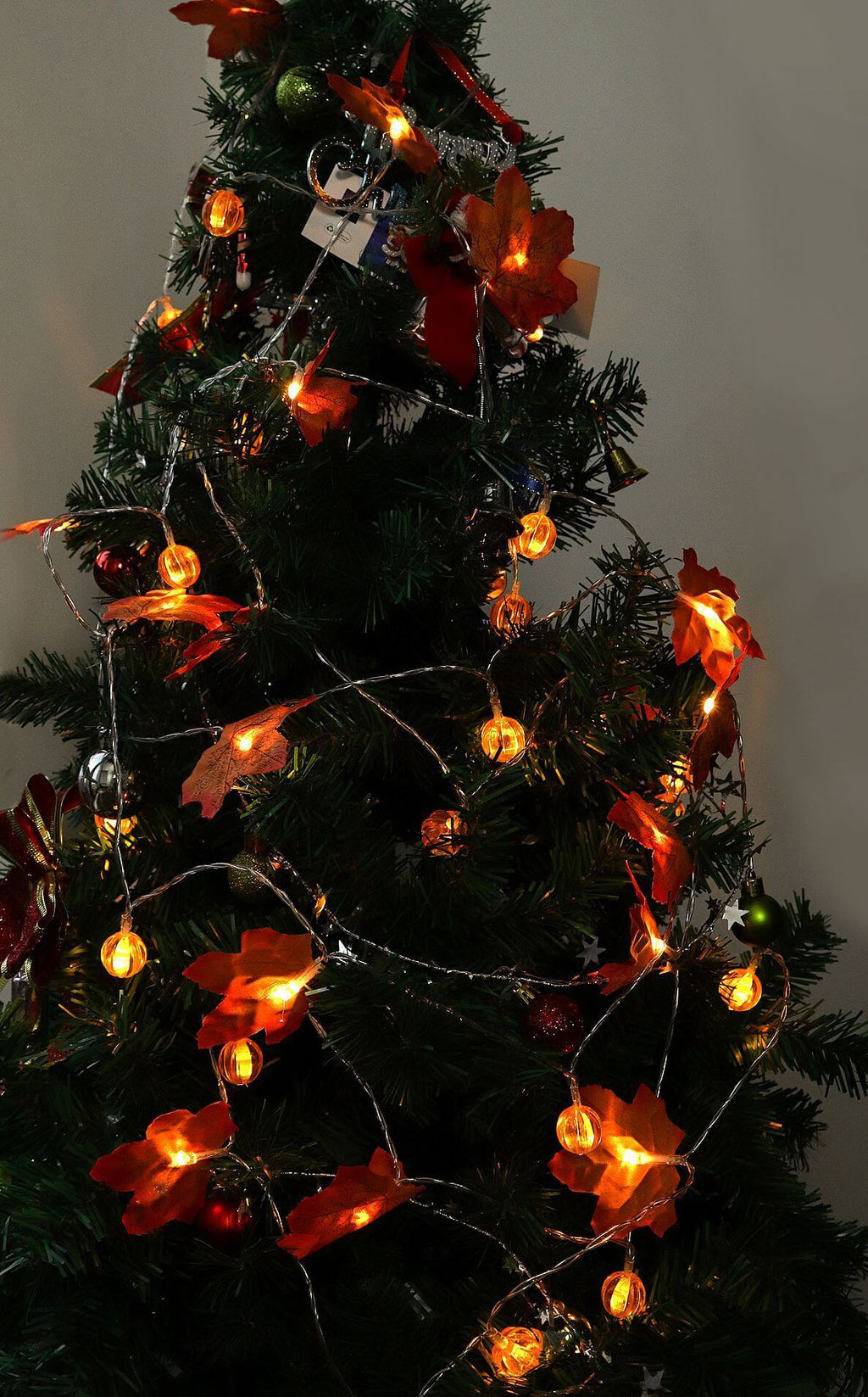 Luci LED a filo con foglie d'acero autunnali a batteria, ghirlanda decorativa per Halloween, Ringraziamento e camera da 