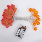 Luci LED a filo con foglie d'acero autunnali a batteria, ghirlanda decorativa per Halloween, Ringraziamento e camera da 