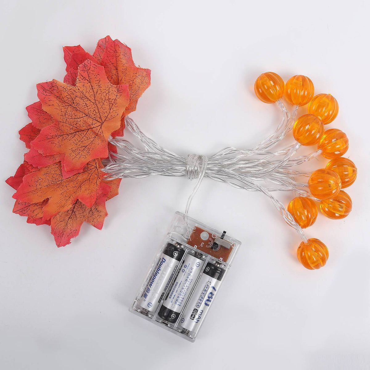 Luci LED a filo con foglie d'acero autunnali a batteria, ghirlanda decorativa per Halloween, Ringraziamento e camera da 