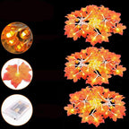 Luci LED a filo con foglie d'acero autunnali a batteria, ghirlanda decorativa per Halloween, Ringraziamento e camera da 