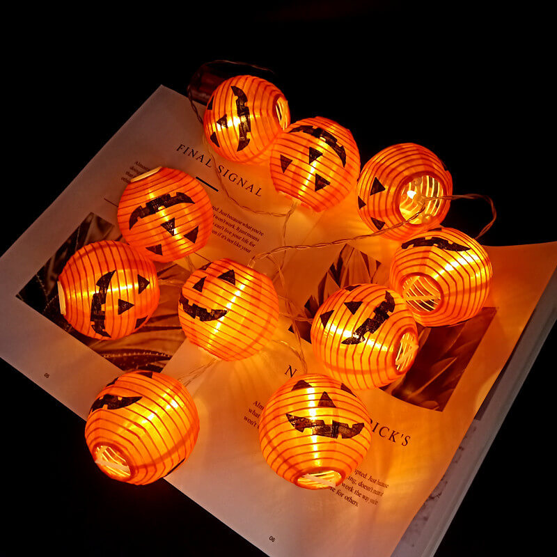 Luci di Halloween a filo con lanterne a forma di zucca, LED impermeabili per esterni, decorazione per portico, giardino 