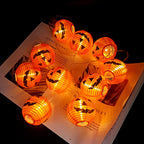 Luci di Halloween a filo con lanterne a forma di zucca, LED impermeabili per esterni, decorazione per portico, giardino 