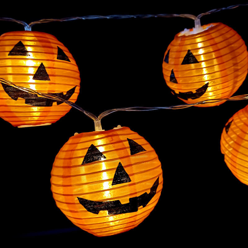 Luci di Halloween a filo con lanterne a forma di zucca, LED impermeabili per esterni, decorazione per portico, giardino 