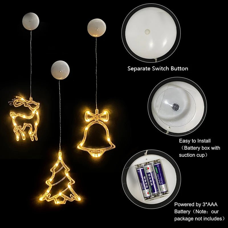 Luci LED natalizie con ventose per vetri e specchi