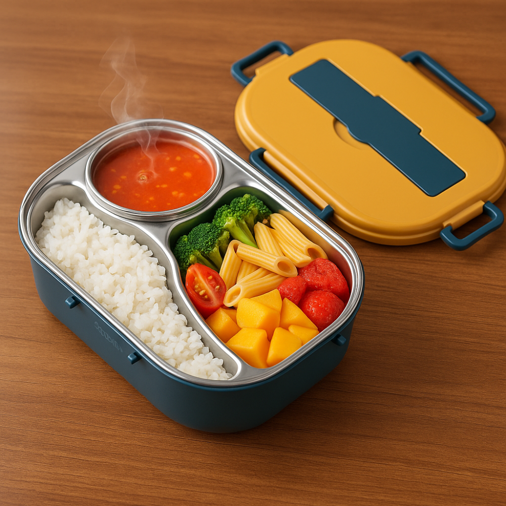 Lunch box bento in acciaio inox con scomparti
