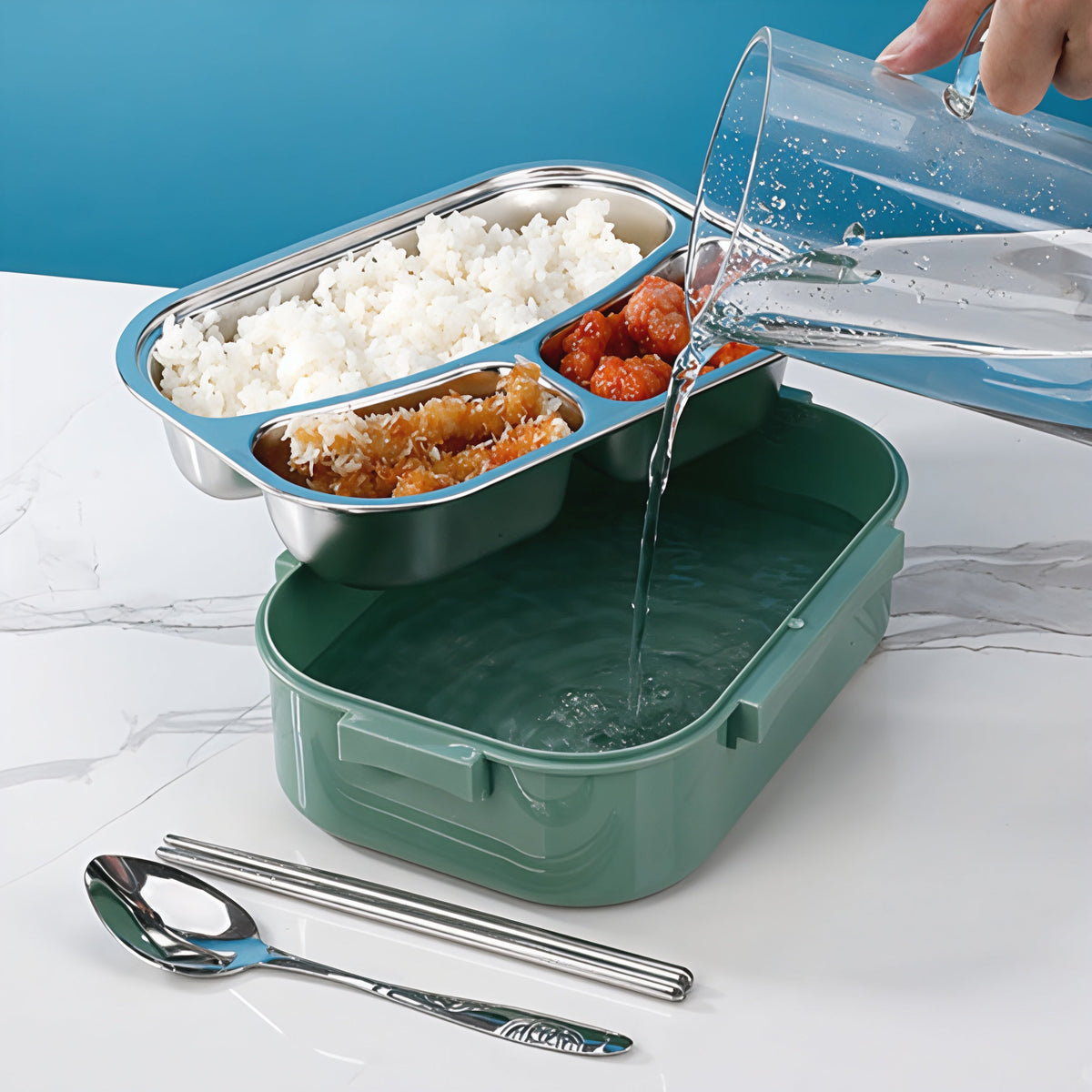 Lunch box bento in acciaio inox con scomparti