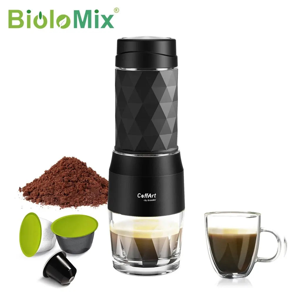 Macchina caffè espresso portatile manuale 3 in 1 per capsule e polvere – BioloMix