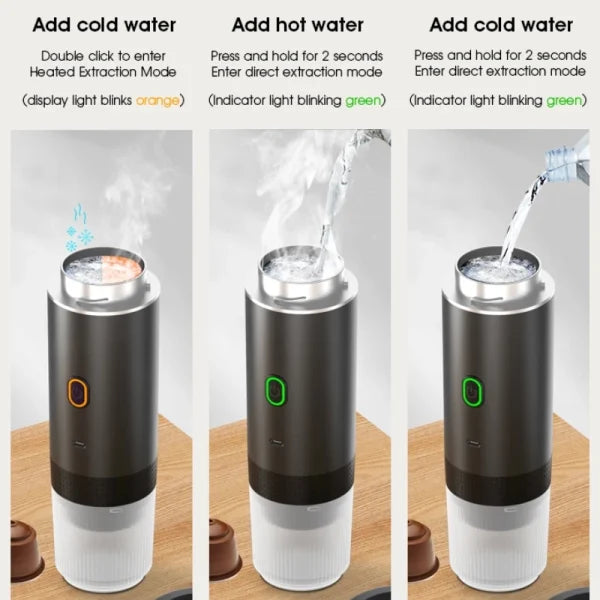Macchina per caffè espresso portatile wireless 3 in 1 con capsule e polvere