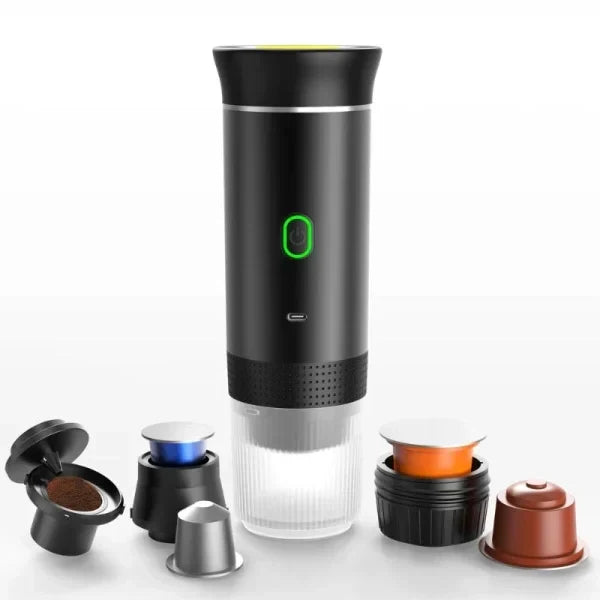 Macchina per caffè espresso portatile wireless 3 in 1 con capsule e polvere