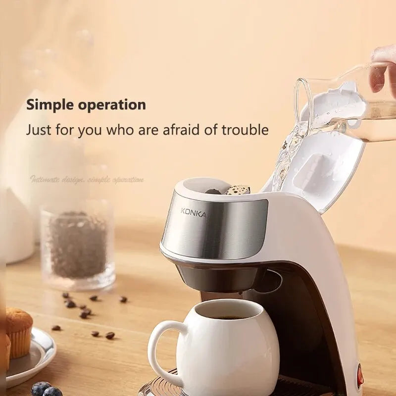 Macchina per caffè KONKA 2 in 1 per tè e caffè in polvere, riscaldamento rapido, 300 ml