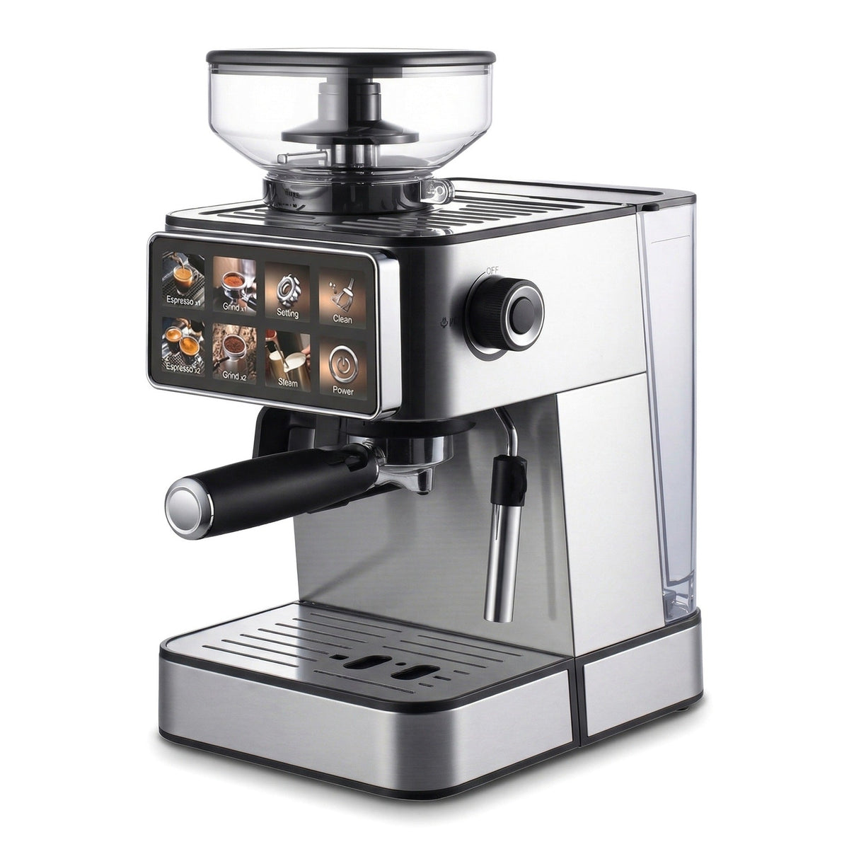 Macchina per espresso con macinacaffè integrato e controllo digitale