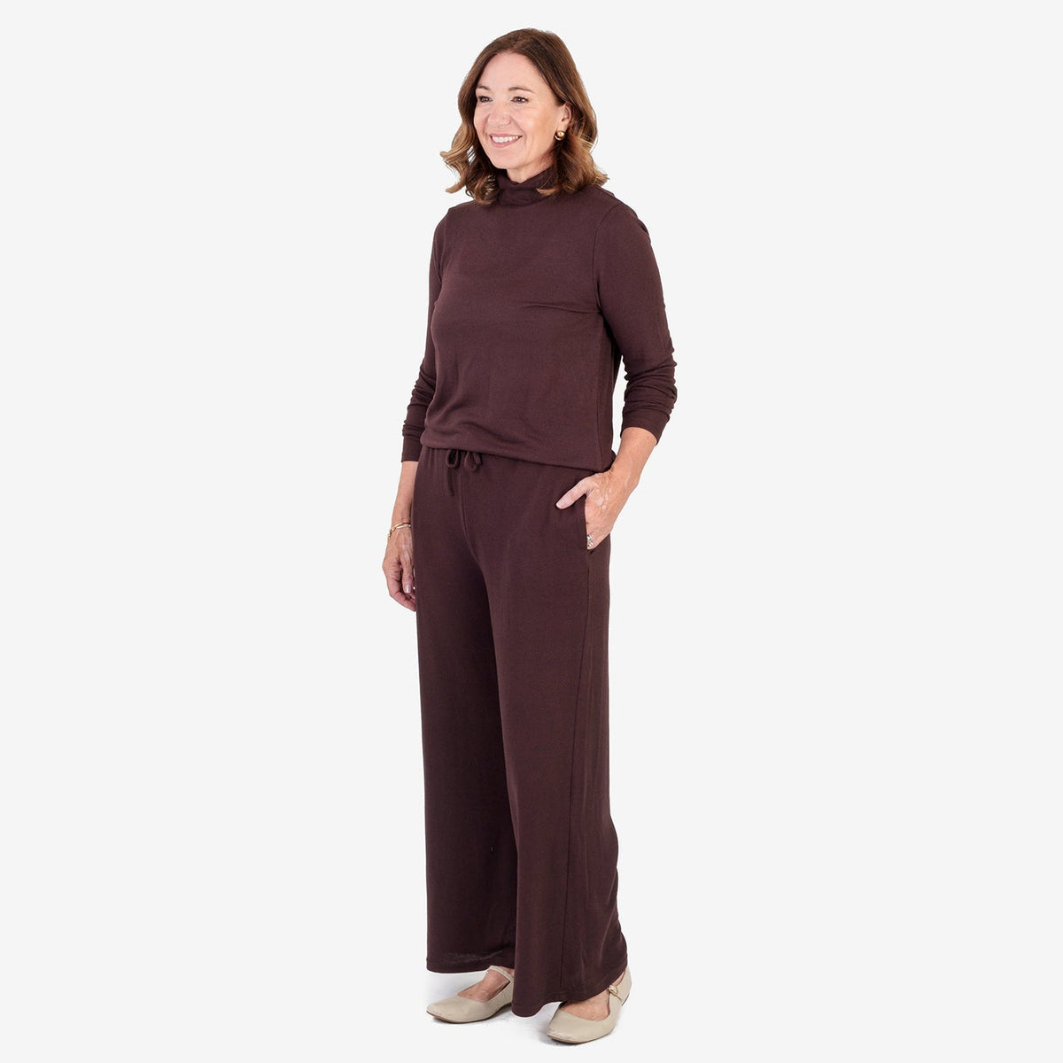 Maglia dolcevita donna a maniche lunghe con effetto marl spazzolato e finitura a coste morbide