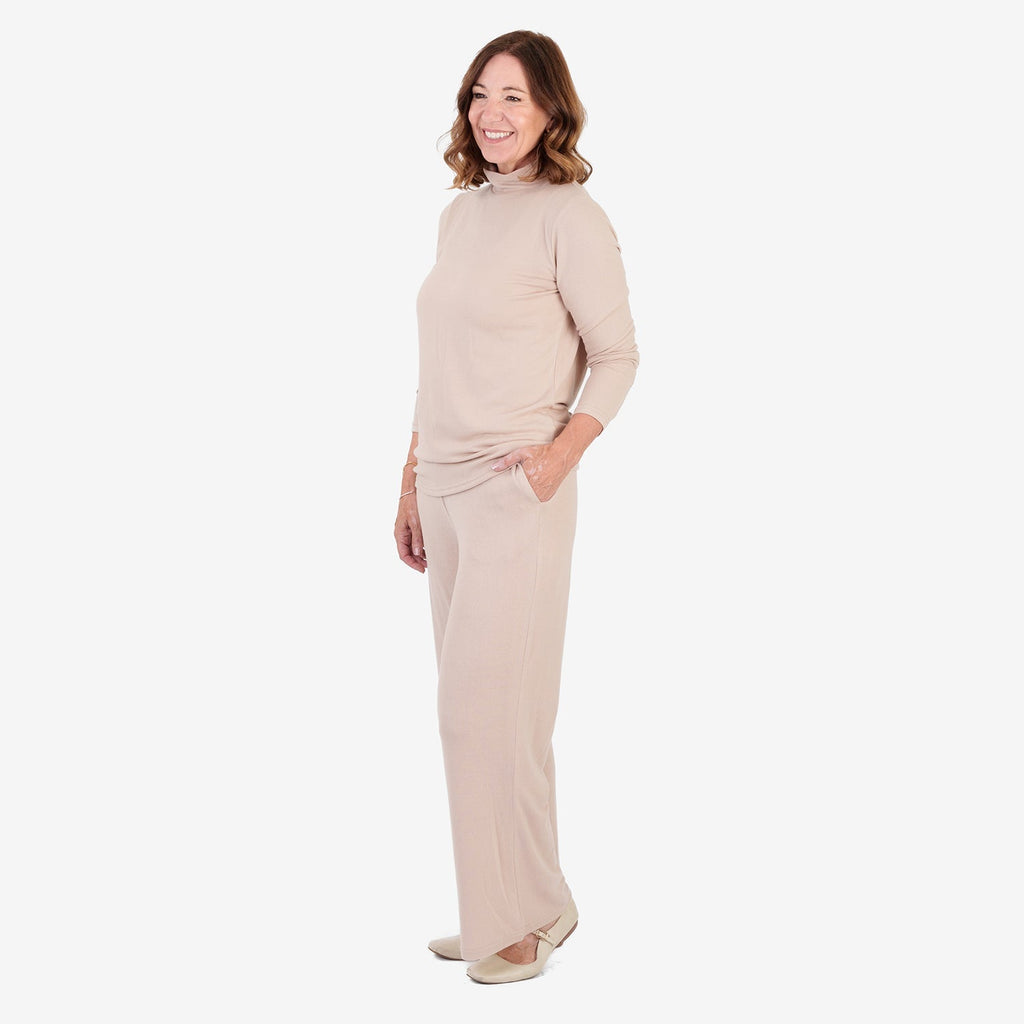 Maglia dolcevita donna a maniche lunghe con effetto marl spazzolato e finitura a coste morbide